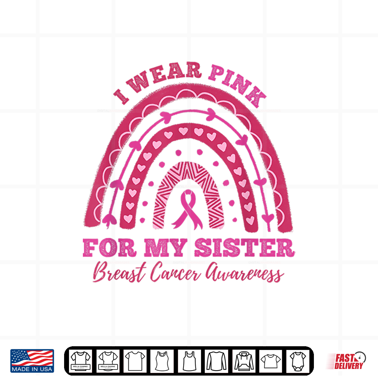 Rainbow I Wear Pink For My Sister Breast Cancer Awareness Shirt Rainbow I Wear Pink For My Sister Breast Cancer Awareness Shirt
