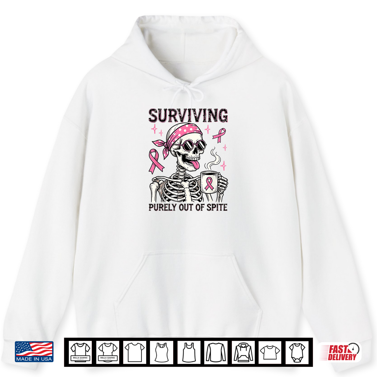 Surviving Purely Out Of Spite Breast Cancer Skeleton Shirt