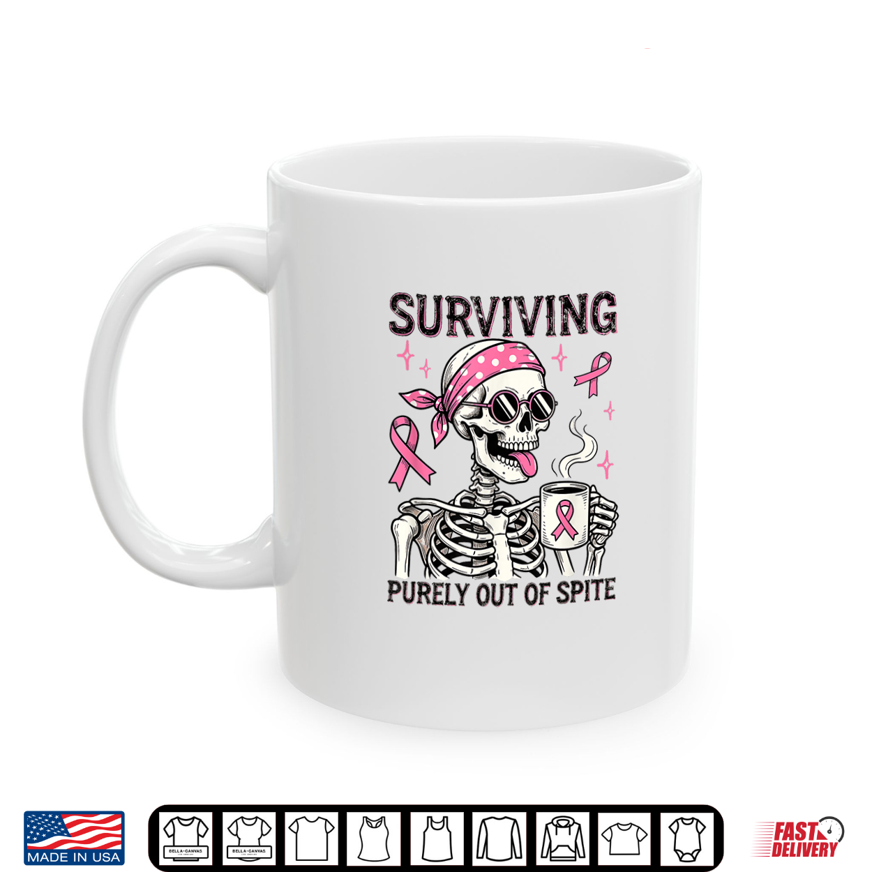 Surviving Purely Out Of Spite Breast Cancer Skeleton Shirt