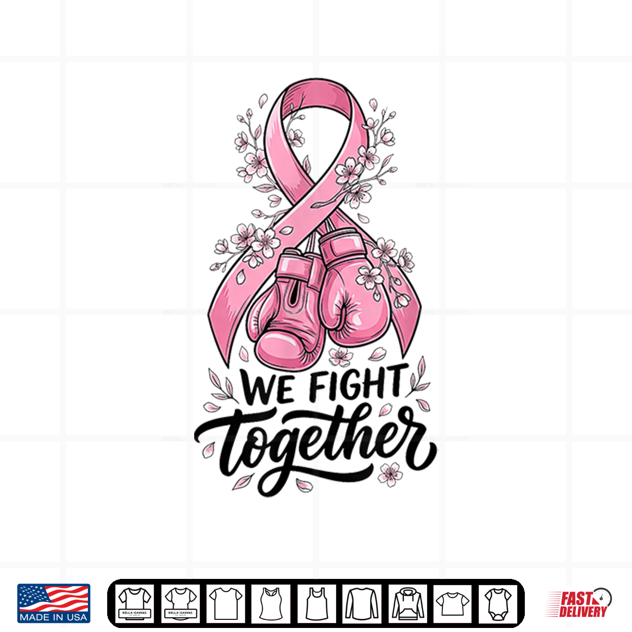 We Fight Together Pink Ribbon Boxing Breast Cancer Awareness Shirt We Fight Together Pink Ribbon Boxing Breast Cancer Awareness Shirt