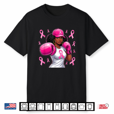 Black African American Fight Breast Cancer Pink Ribbon Shirt