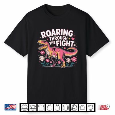 Breast Cancer Awareness Dinosaur Paleontologist Pink Ribbon Shirt