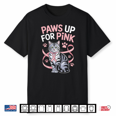 Breast Cancer Awareness Pet Cat Lover Kitty Pink Ribbon Shirt