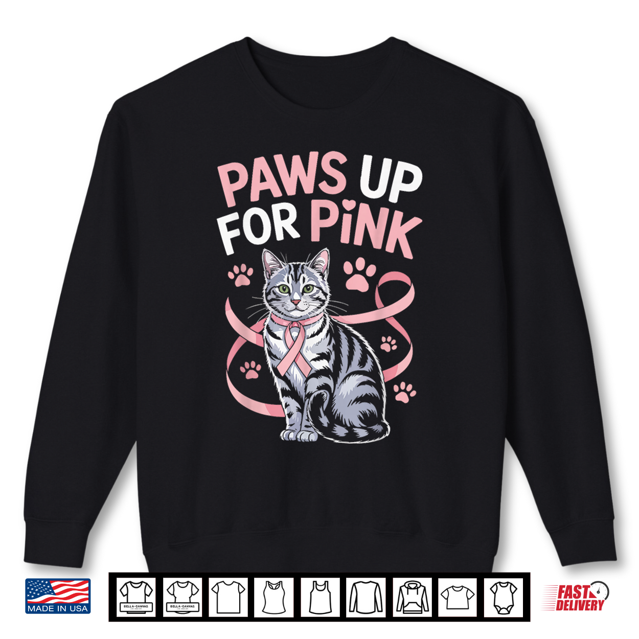 Breast Cancer Awareness Pet Cat Lover Kitty Pink Ribbon Shirt
