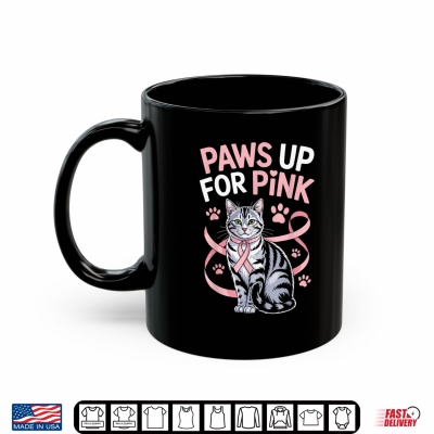Mug Breast Cancer Awareness Pet Cat Lover Kitty Pink Ribbon Shirt