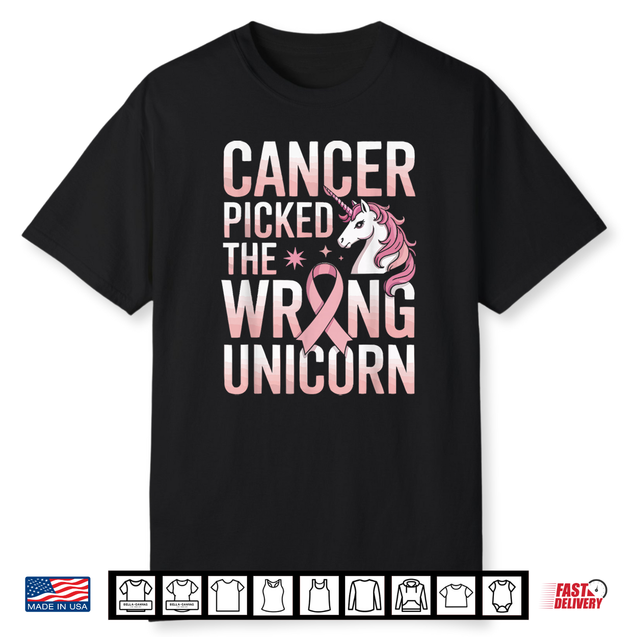 Breast Cancer Awareness Unicorn Lover Fantasy Pink Ribbon Shirt