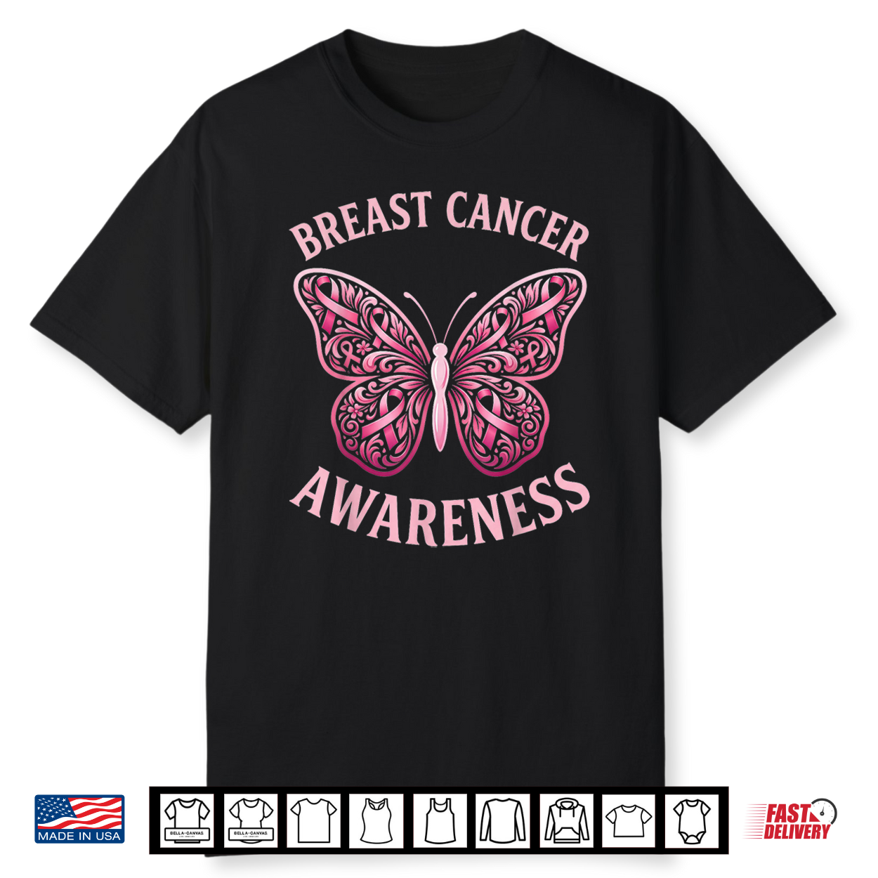 Cute Butterfly Pink Ribbon Breast Cancer Awareness Shirt Cute Butterfly Pink Ribbon Breast Cancer Awareness Shirt