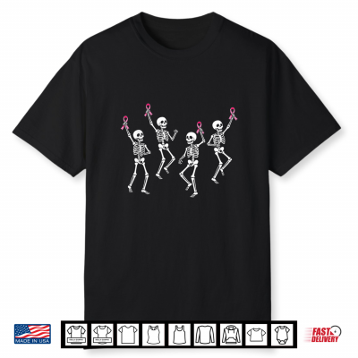 Dancing Skeletons Breast Cancer Awareness Pink Ribbon Shirt