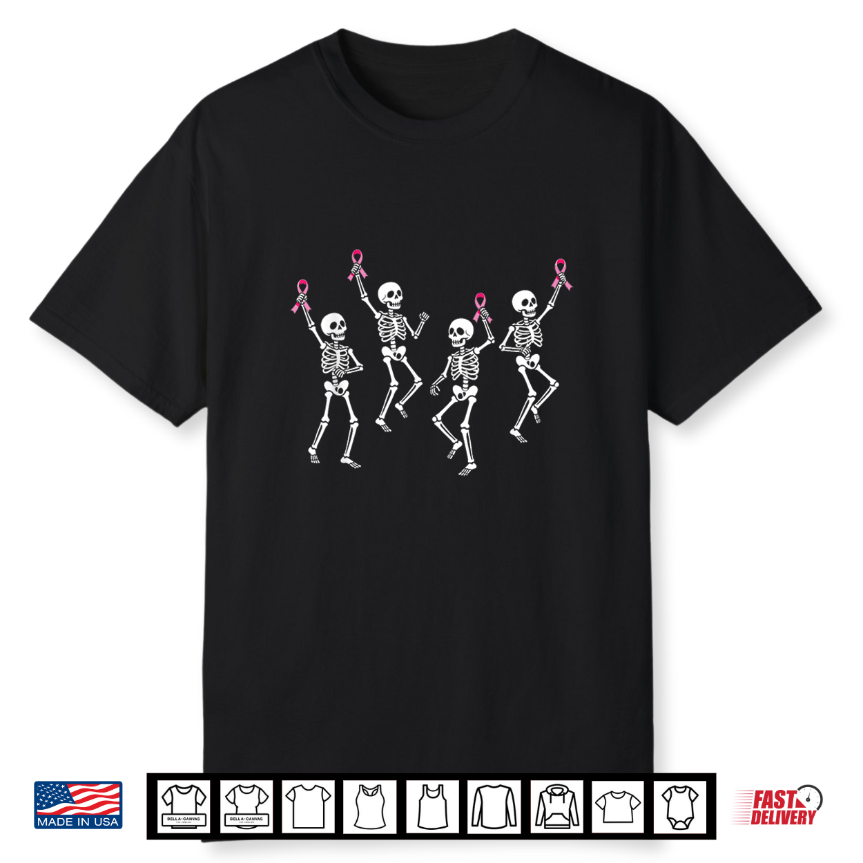 Dancing Skeletons Breast Cancer Awareness Pink Ribbon Shirt Dancing Skeletons Breast Cancer Awareness Pink Ribbon Shirt