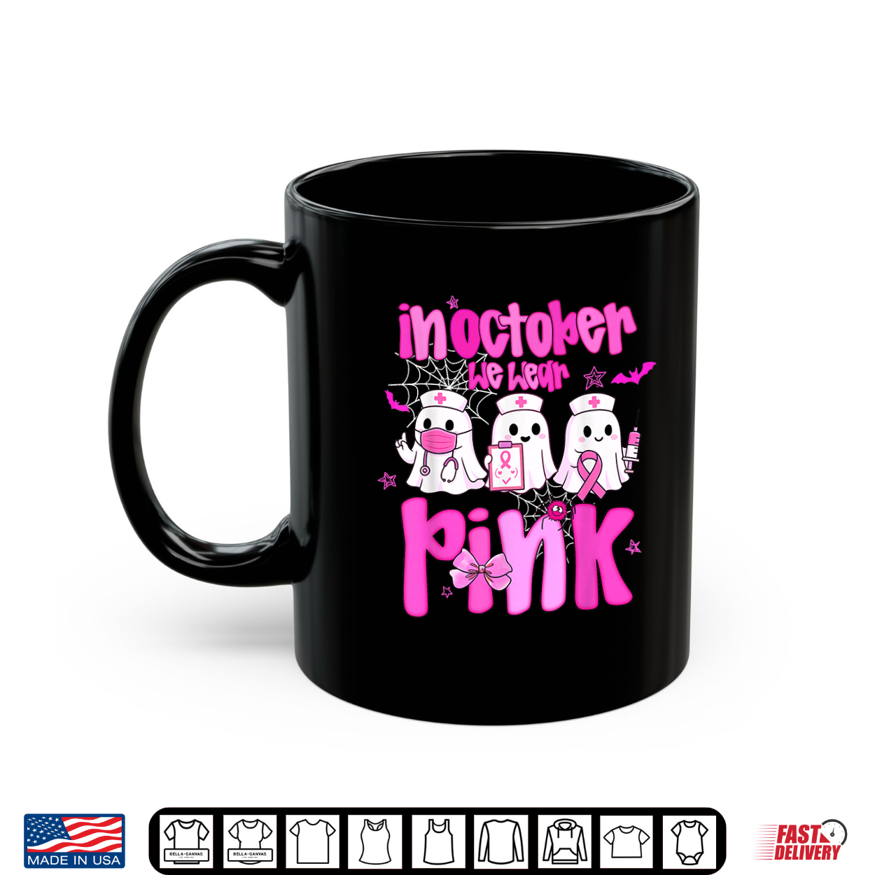 In October We Wear Pink Boo Nurse Breast Cancer Awareness Shirt
