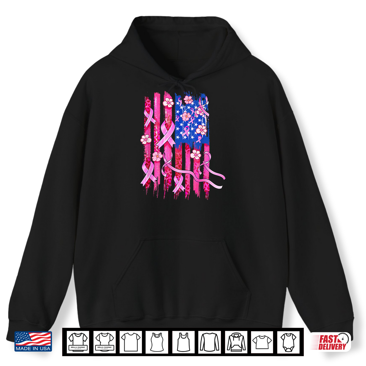 In October We Wear Pink Flag Breast Cancer Awareness Ribbon Shirt