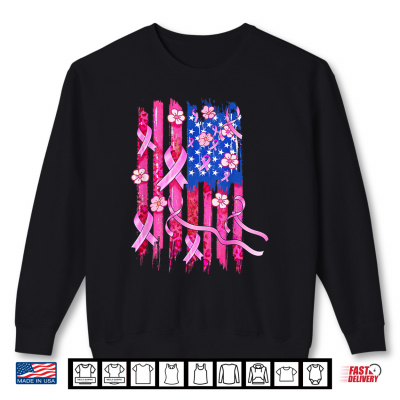 Sweatshirt In October We Wear Pink Flag Breast Cancer Awareness Ribbon Shirt