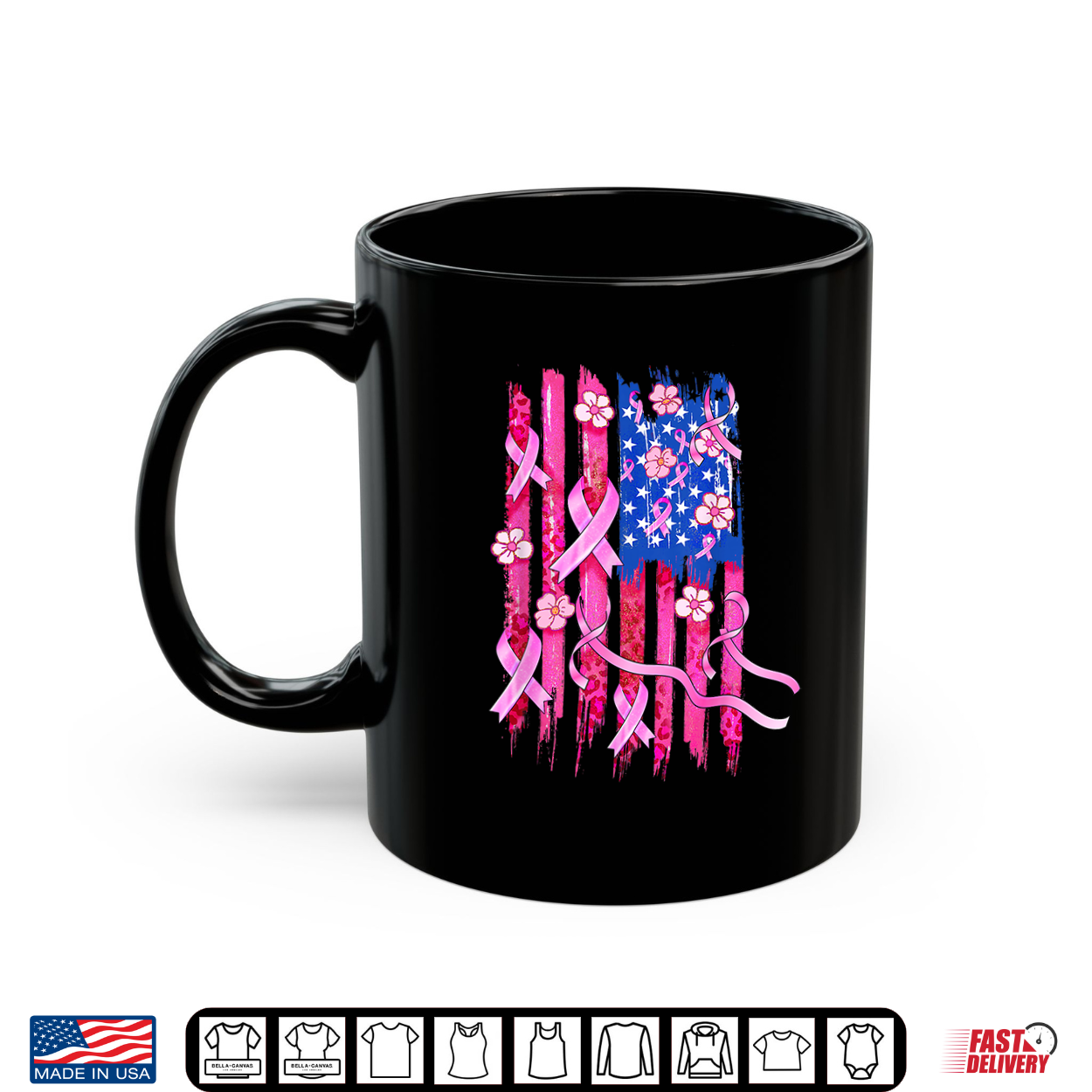 In October We Wear Pink Flag Breast Cancer Awareness Ribbon Shirt