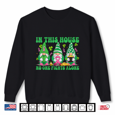 Sweatshirt St Patricks Day Gnome Lucky Clover Breast Cancer Awareness Shirt