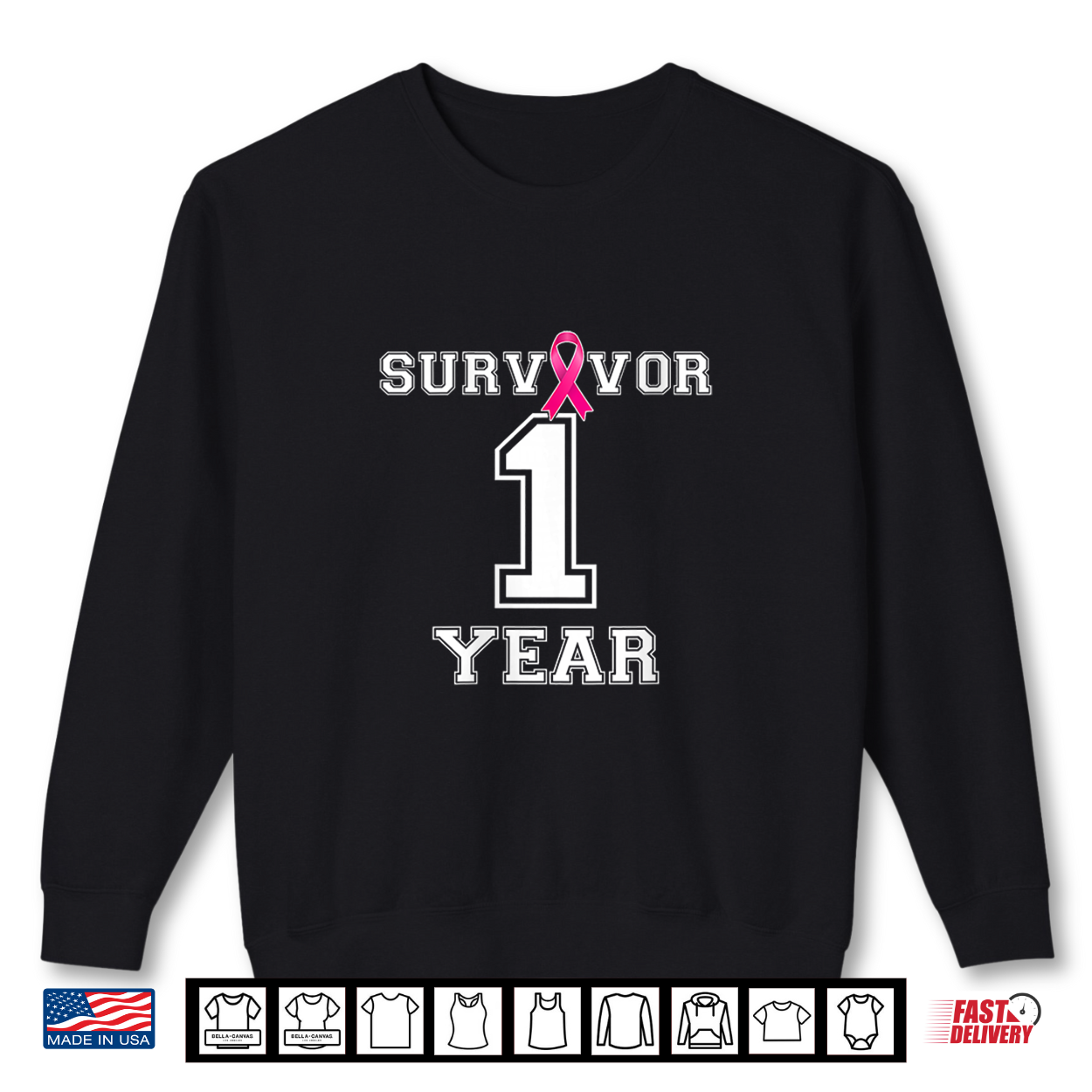 Survivor 1 Years Breast Cancer Free Support Awareness Shirt Survivor 1 Years Breast Cancer Free Support Awareness Shirt