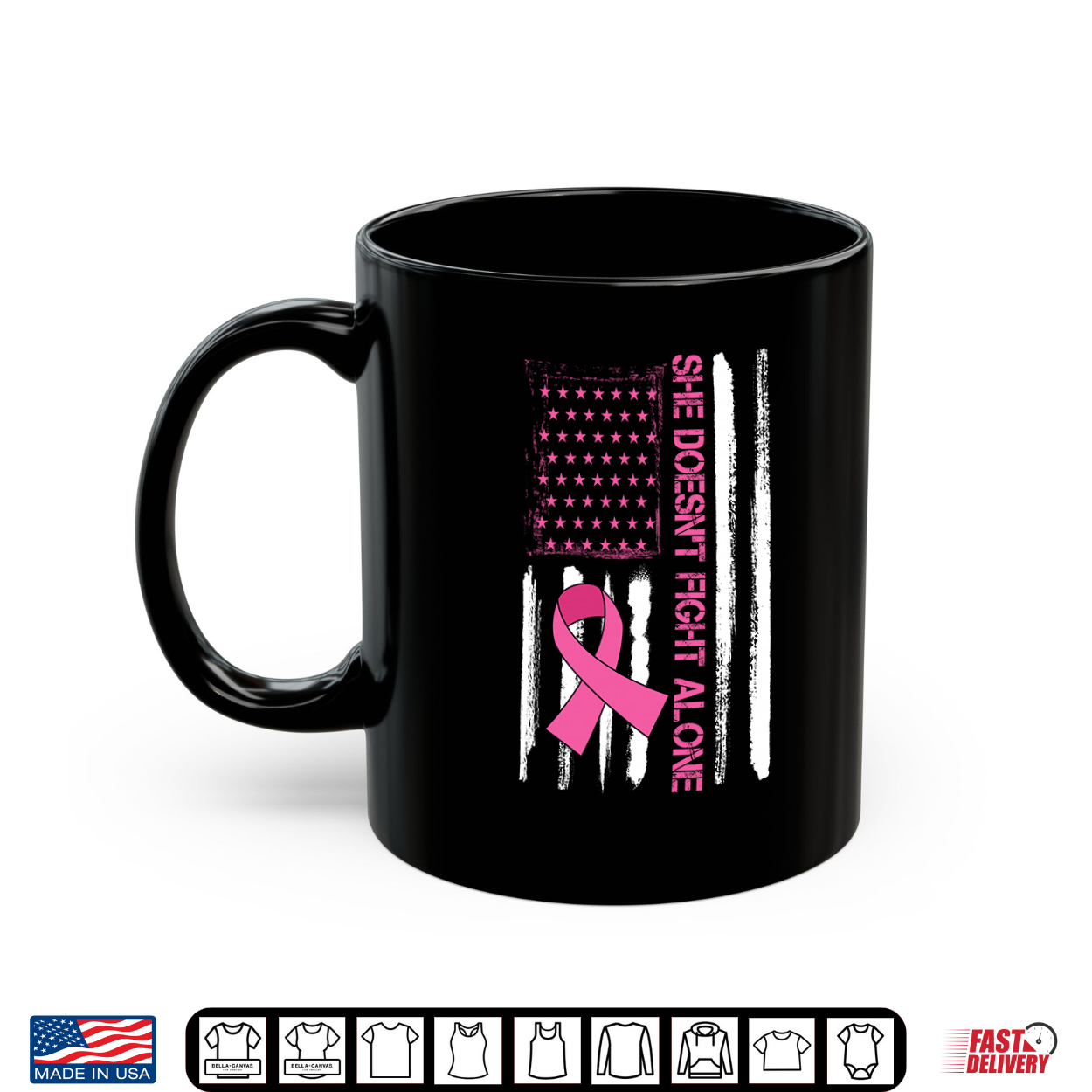 She Doesn’T Fight Alone Breast Cancer Awareness Us Flag Shirt She Doesn’T Fight Alone Breast Cancer Awareness Us Flag Shirt