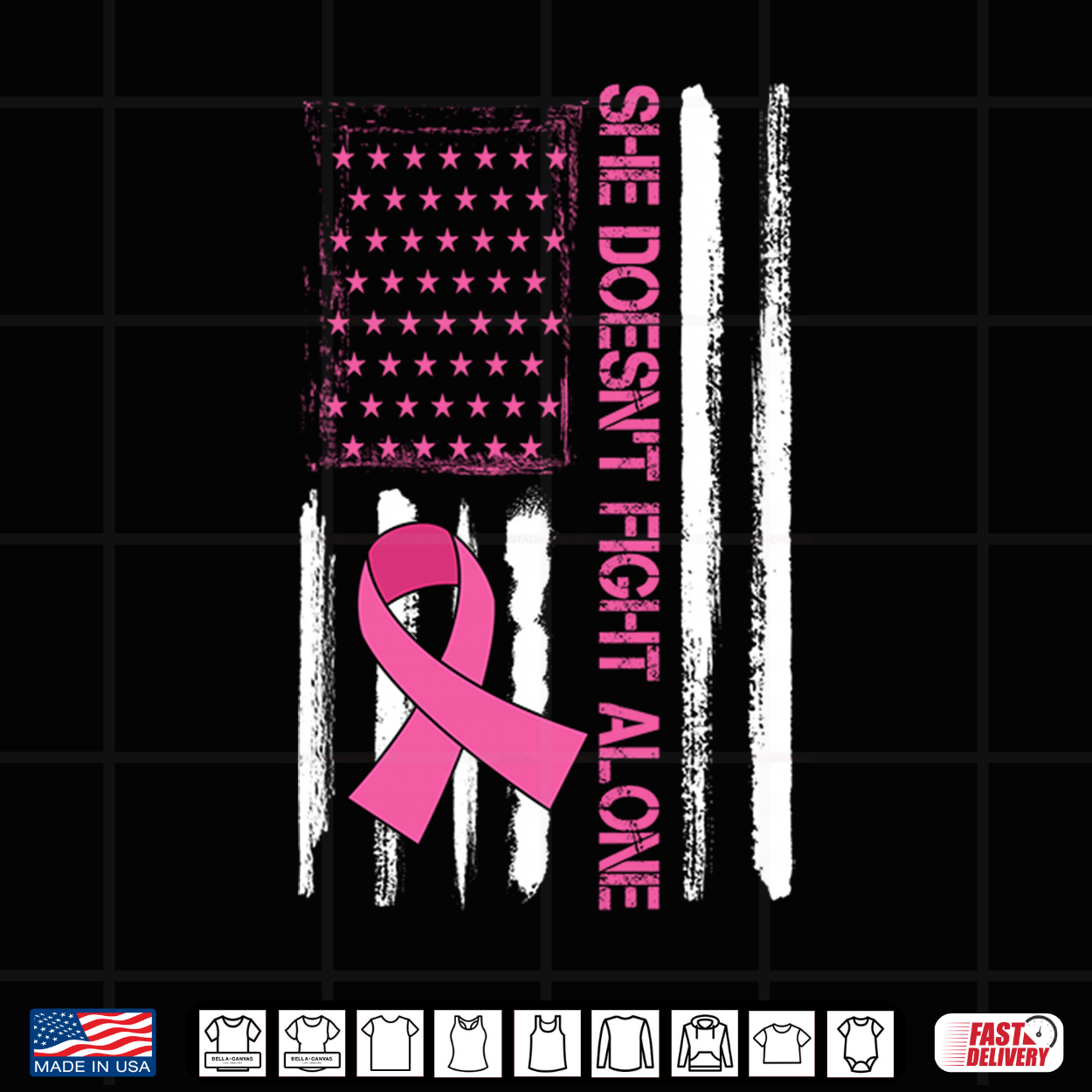 She Doesn’T Fight Alone Breast Cancer Awareness Us Flag Shirt She Doesn’T Fight Alone Breast Cancer Awareness Us Flag Shirt