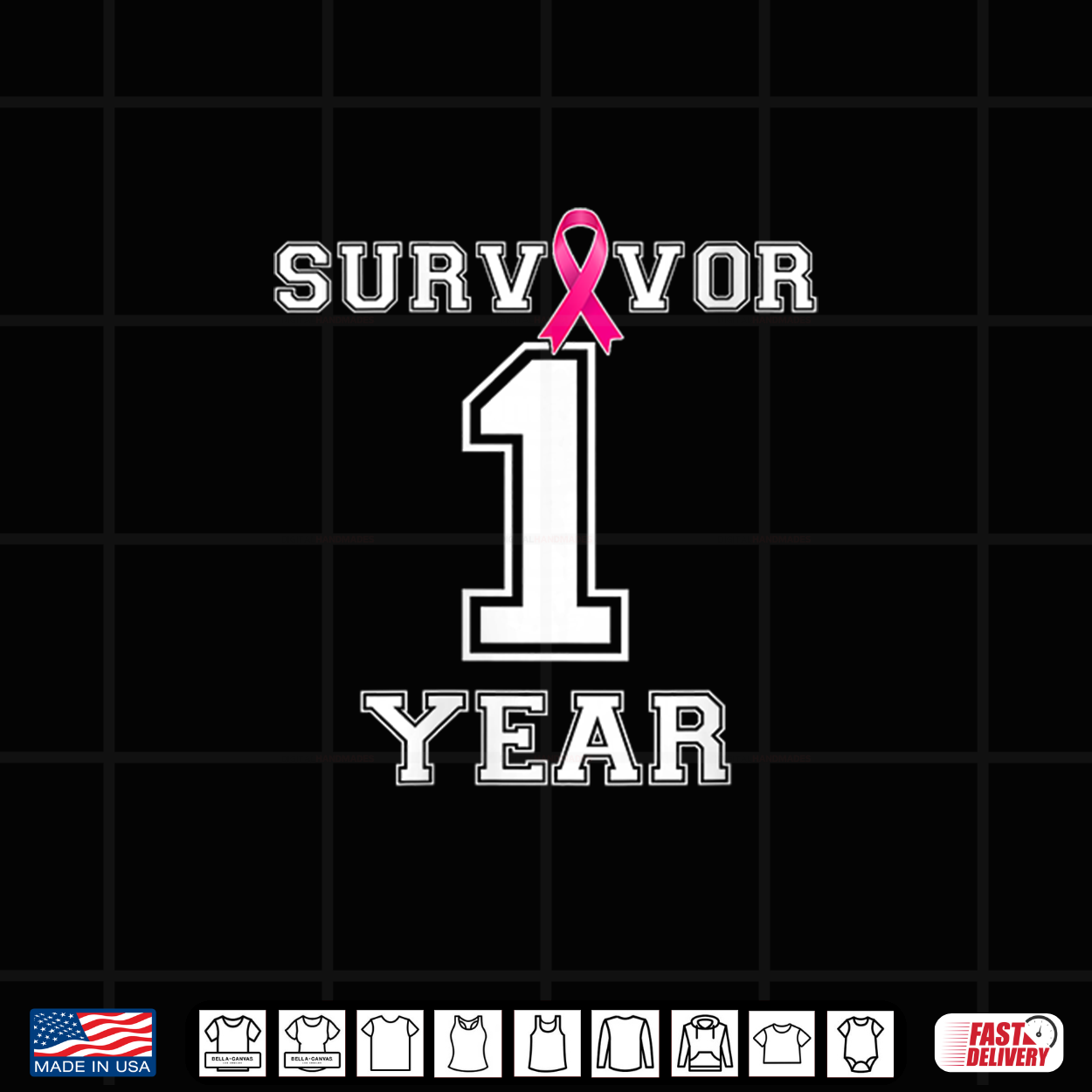 Survivor 1 Years Breast Cancer Free Support Awareness Shirt Survivor 1 Years Breast Cancer Free Support Awareness Shirt