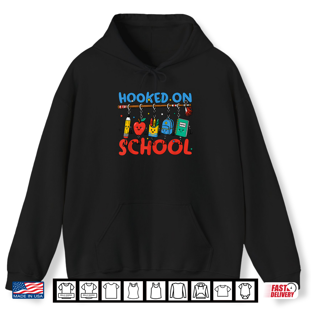 Back To School Hooked On School Supplies Fishing Teacher Shirt Back To School Hooked On School Supplies Fishing Teacher Shirt