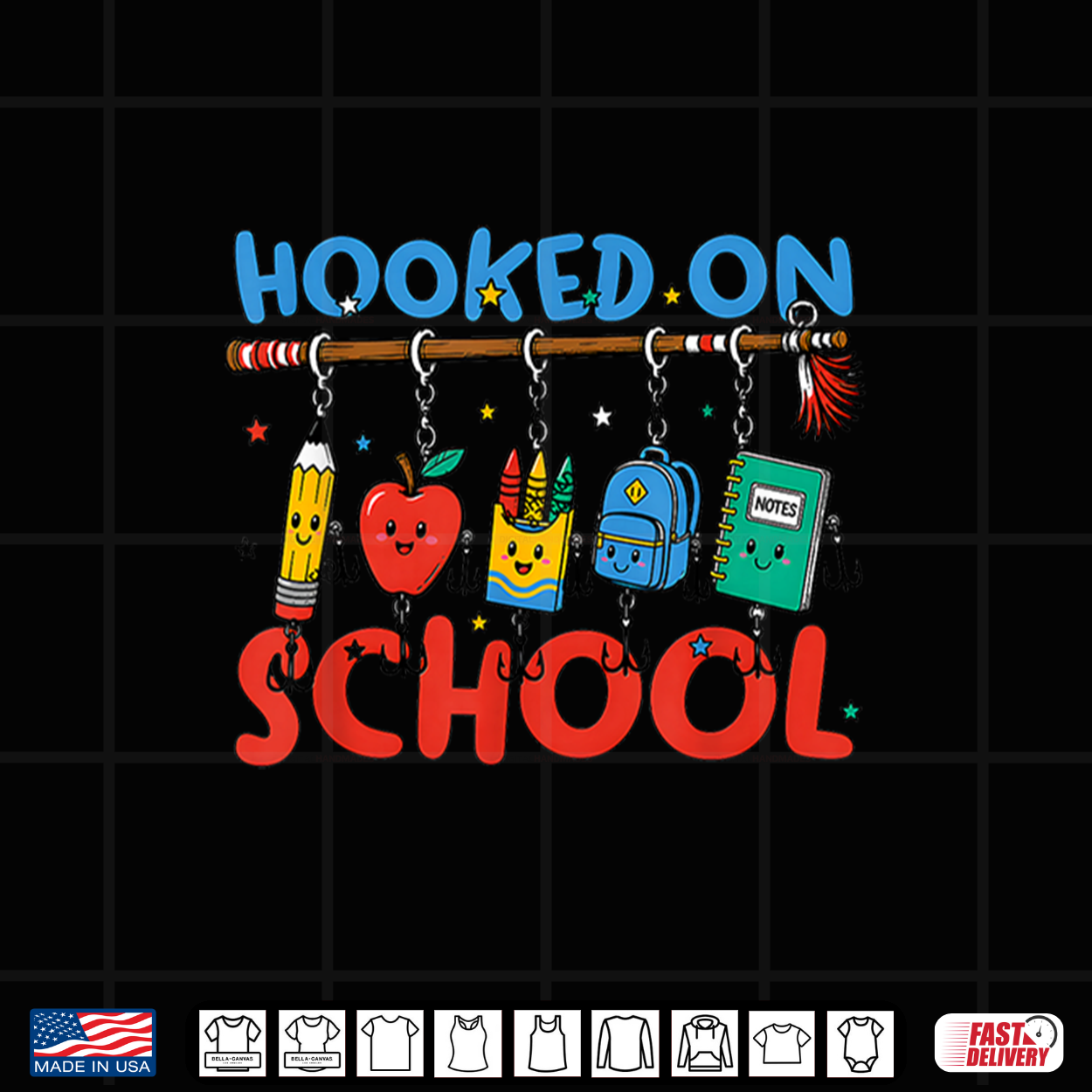 Back To School Hooked On School Supplies Fishing Teacher Shirt Back To School Hooked On School Supplies Fishing Teacher Shirt