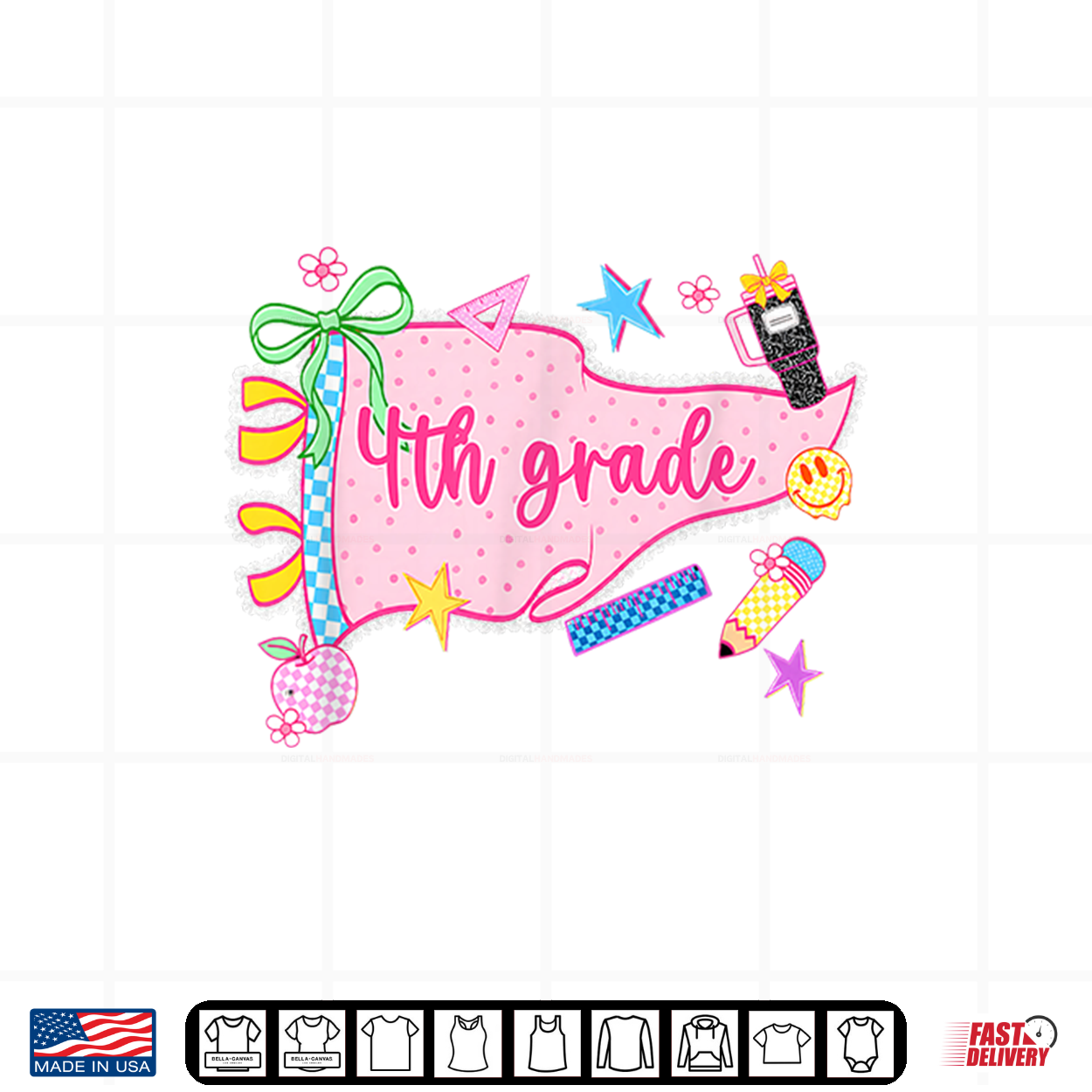 Cute Pennant Flag Pink First Day Of 4Th Grade Teacher Student Shirt Cute Pennant Flag Pink First Day Of 4Th Grade Teacher Student Shirt