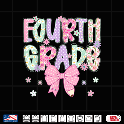 Fourth 4Th Grade Teacher Coquette Bow Shirt 4 Design Fourth 4th Grade Teacher Coquette Bow Shirt