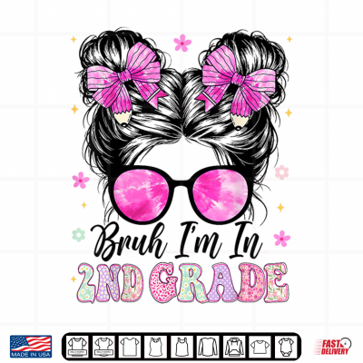 Design Im In 2nd Second Grade Pencil Bow Back To School Student Shirt
