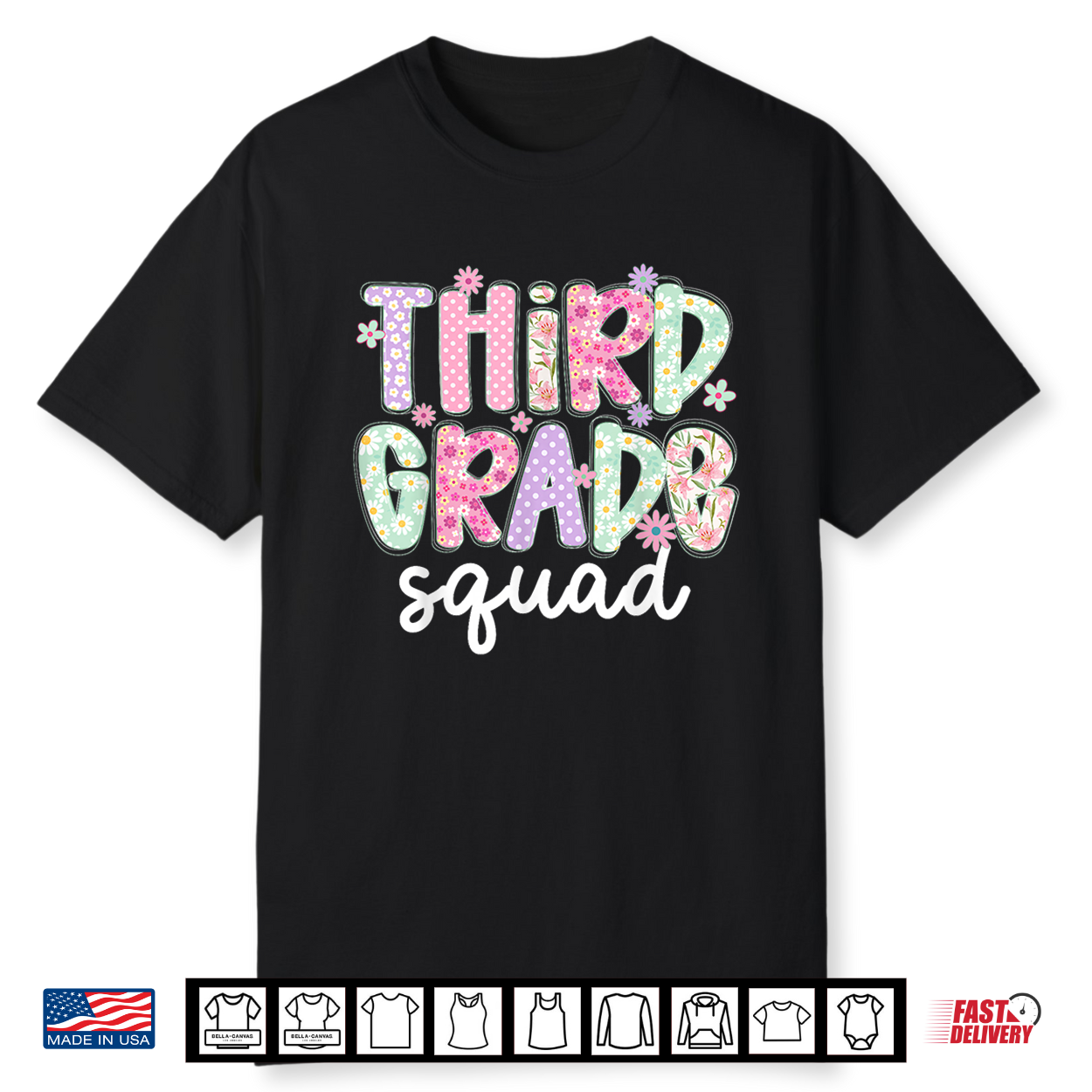 Third 3Rd Grade Squad Teacher Crew Back To School Team Shirt