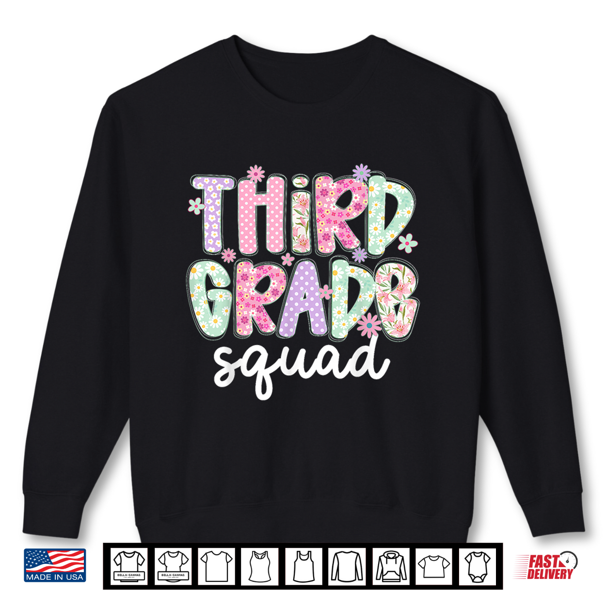 Third 3Rd Grade Squad Teacher Crew Back To School Team Shirt