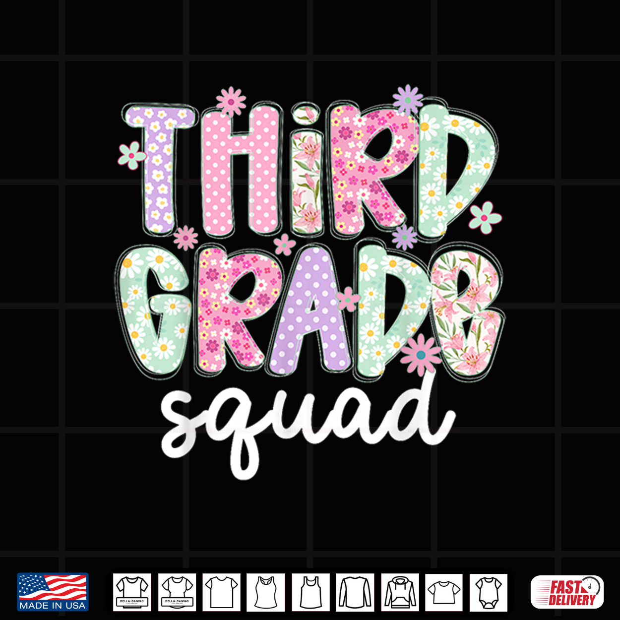 Third 3Rd Grade Squad Teacher Crew Back To School Team Shirt