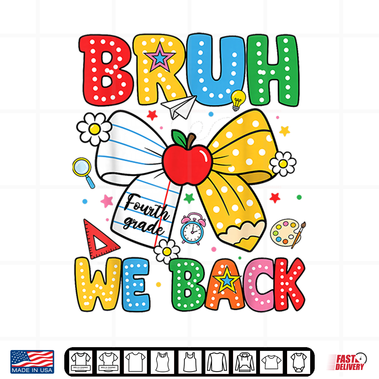 We Back Fourth Grade Coquette Bow Pencil Back To School Shirt We Back Fourth Grade Coquette Bow Pencil Back To School Shirt