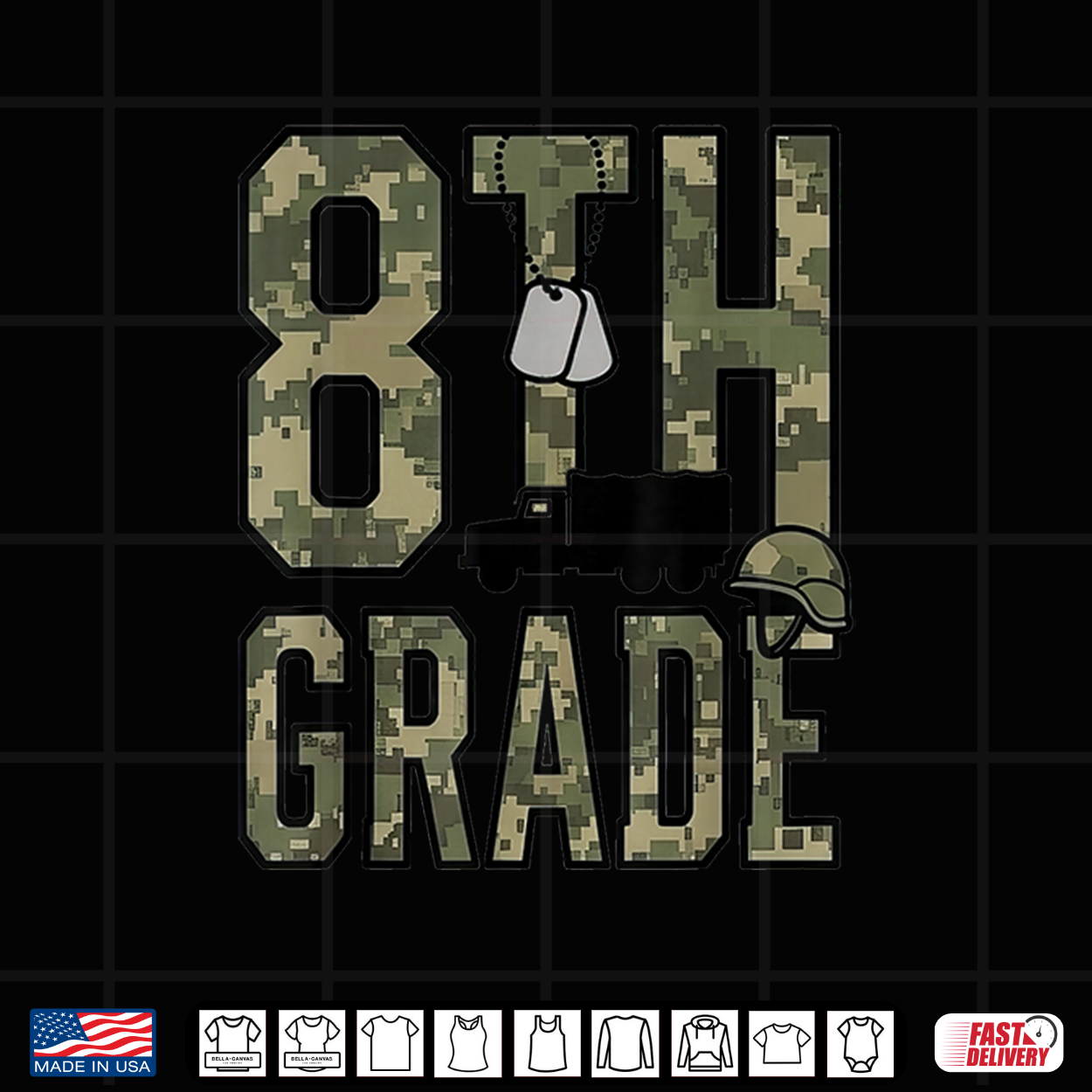Camo Team 8Th Grade Squad Back To School Student Shirt