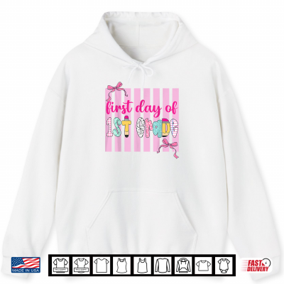 First Day Of 1St Grade Bow Back To School Shirt 1 Hoodie First Day Of 1st Grade Bow Back To School Shirt