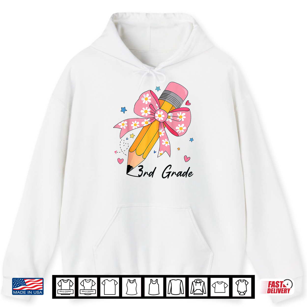First Day Of 3Rd Grade Pink Bow Daisy Shirt