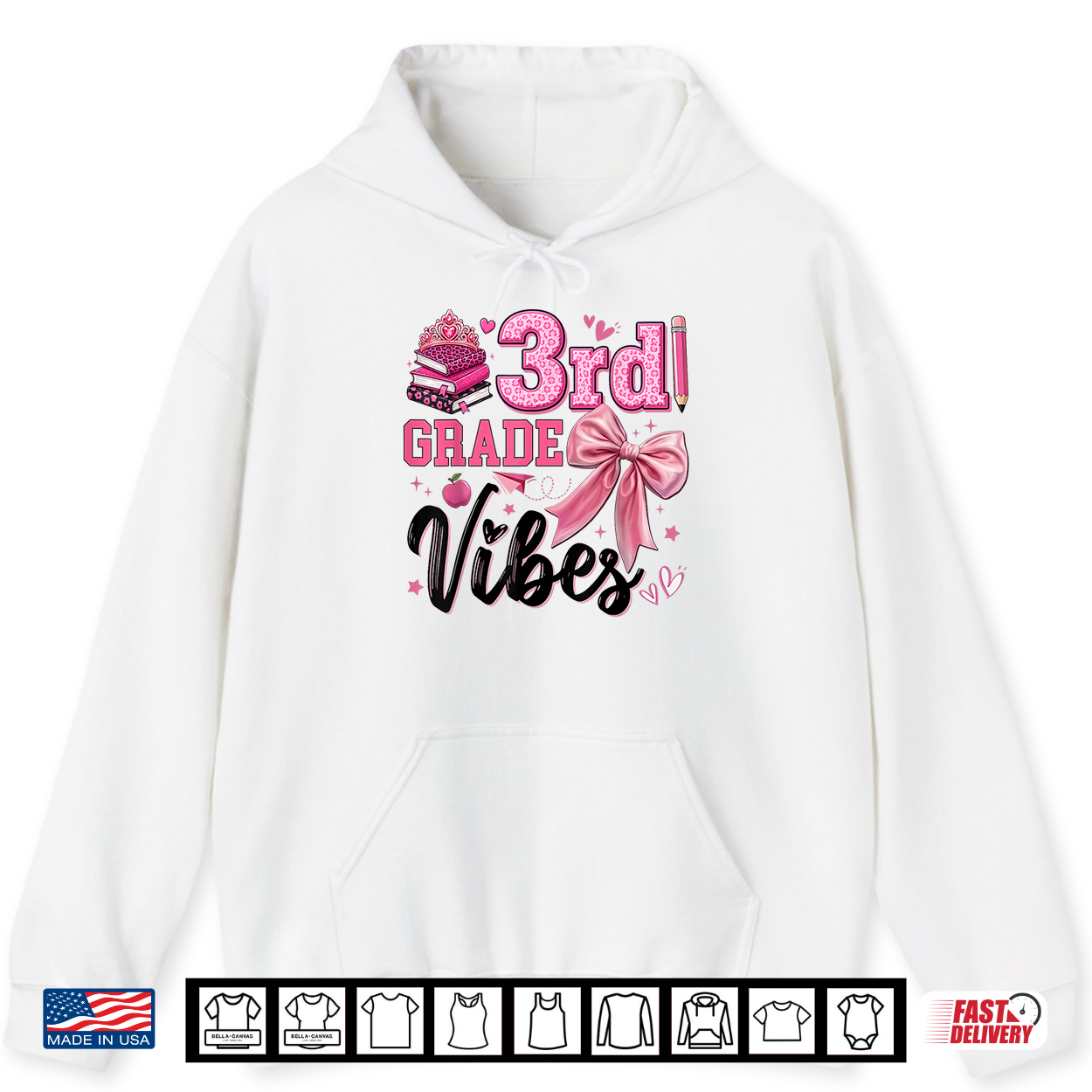 First Day Of 3Rd Grade Vibes Pink Bow Student Teacher Shirt