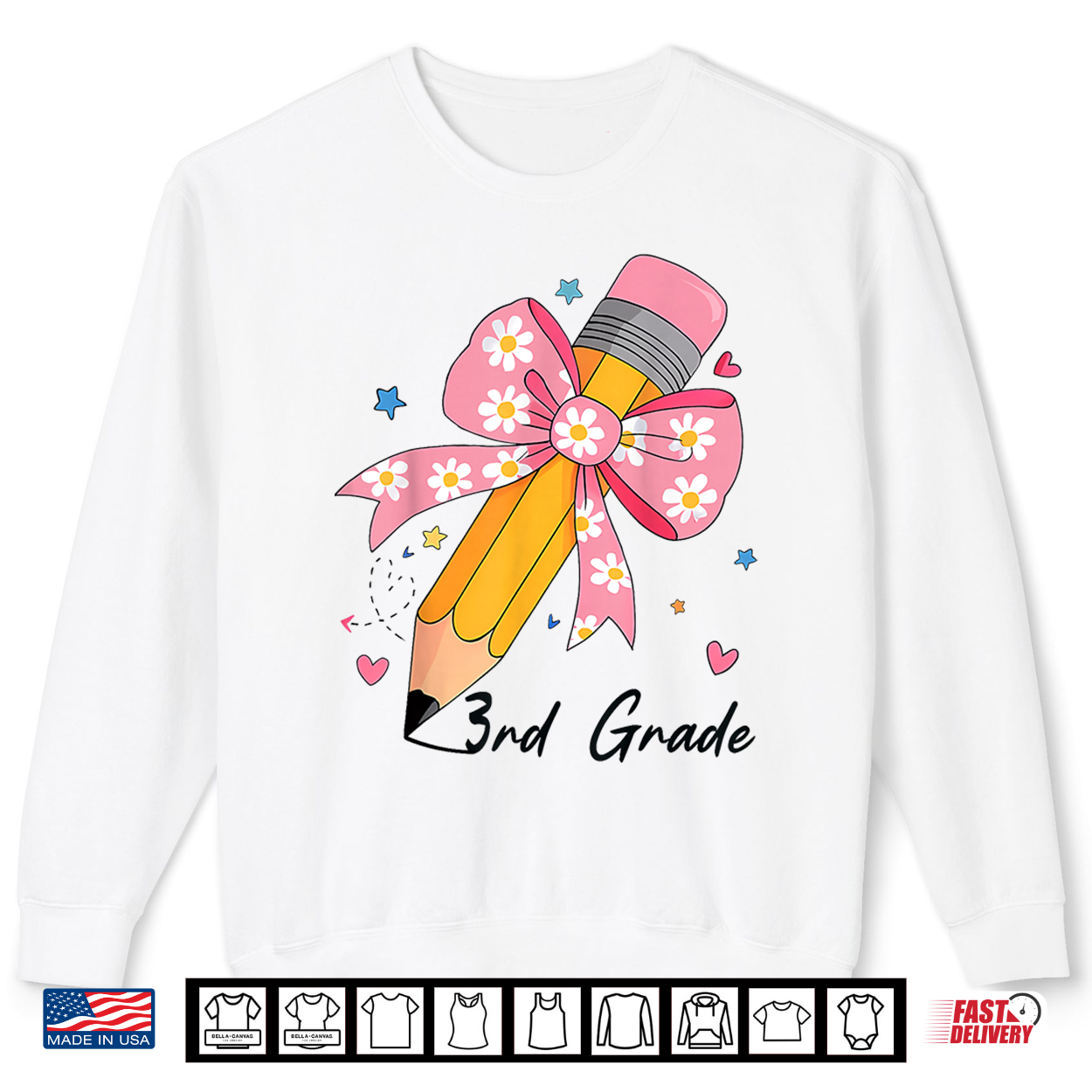 First Day Of 3Rd Grade Pink Bow Daisy Shirt