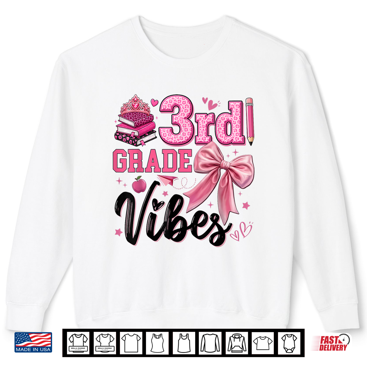 First Day Of 3Rd Grade Vibes Pink Bow Student Teacher Shirt