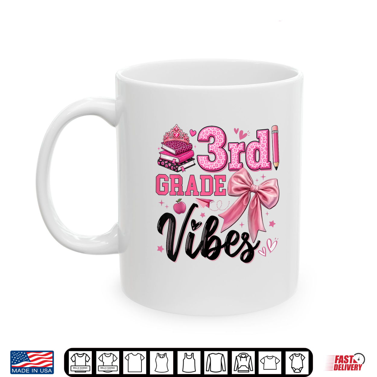 First Day Of 3Rd Grade Vibes Pink Bow Student Teacher Shirt
