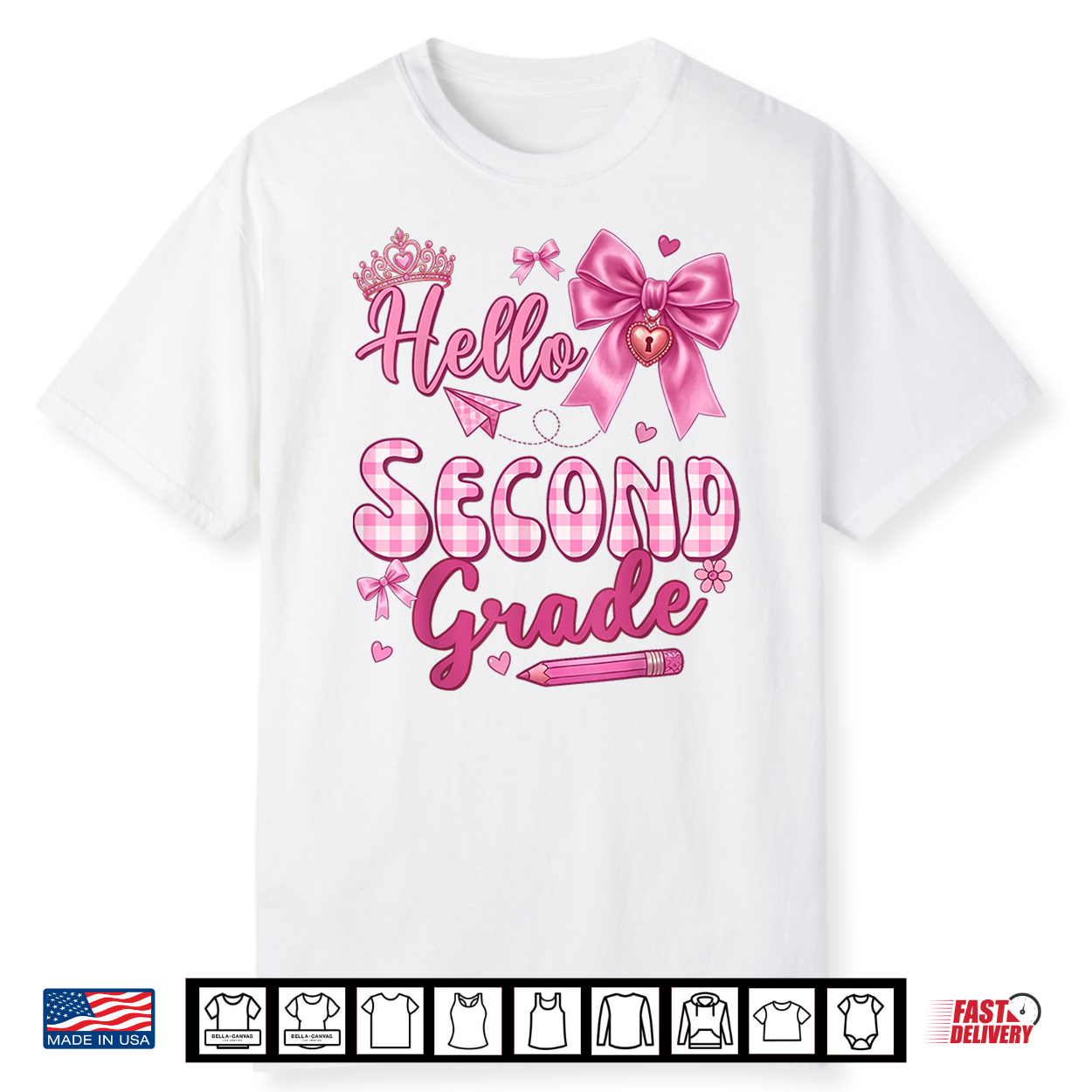 Hello 2Nd Grade Bow Teacher Student First Day Of School Shirt