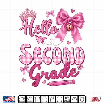 Design Hello 2nd Grade Bow Teacher Student First Day Of School Shirt
