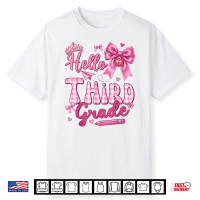Hello 3Rd Grade Bow Teacher Student First Day Of School Shirt