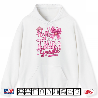 Hoodie Hello 3rd Grade Bow Teacher Student First Day Of School Shirt