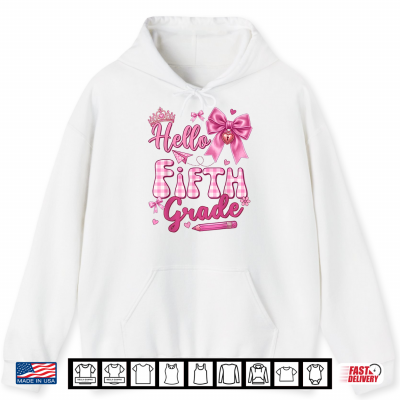 Hoodie Hello 5th Grade Bow Teacher Student First Day Of School Shirt