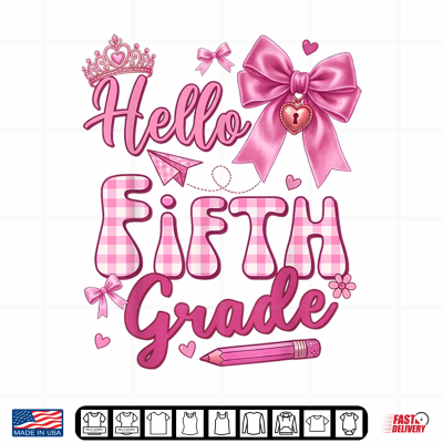 Design Hello 5th Grade Bow Teacher Student First Day Of School Shirt