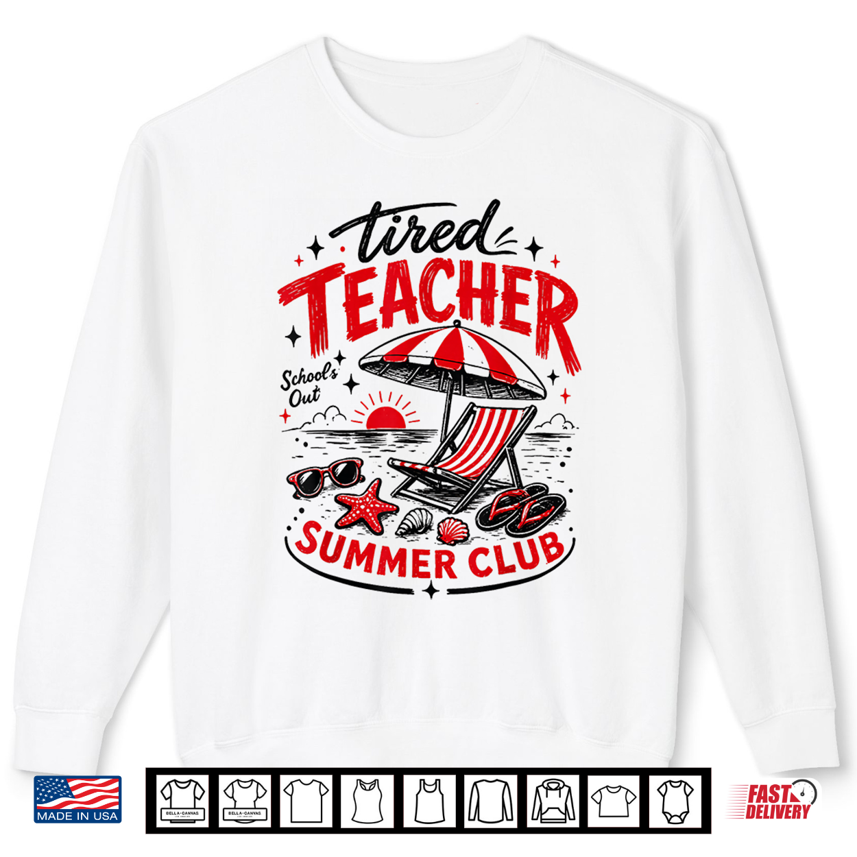 Funny Last Day Of School Beach Tired Teacher Summer Club Shirt