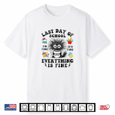 Teachers Last Day Of School Funny Black Cat I Survived Retro Shirt