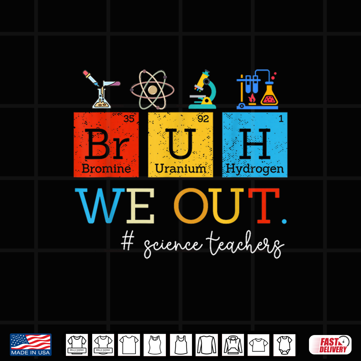 Vintage Bruh We Out Science Teacher Periodic Table Chemistry Shirt