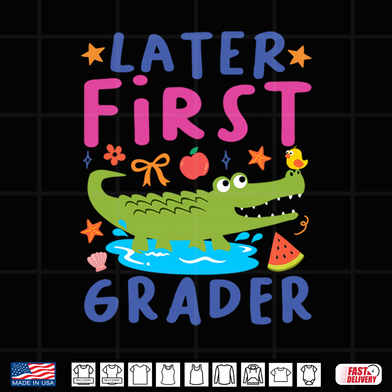 Later First Grader Cute Alligator Later Gator Teacher Student Shirt