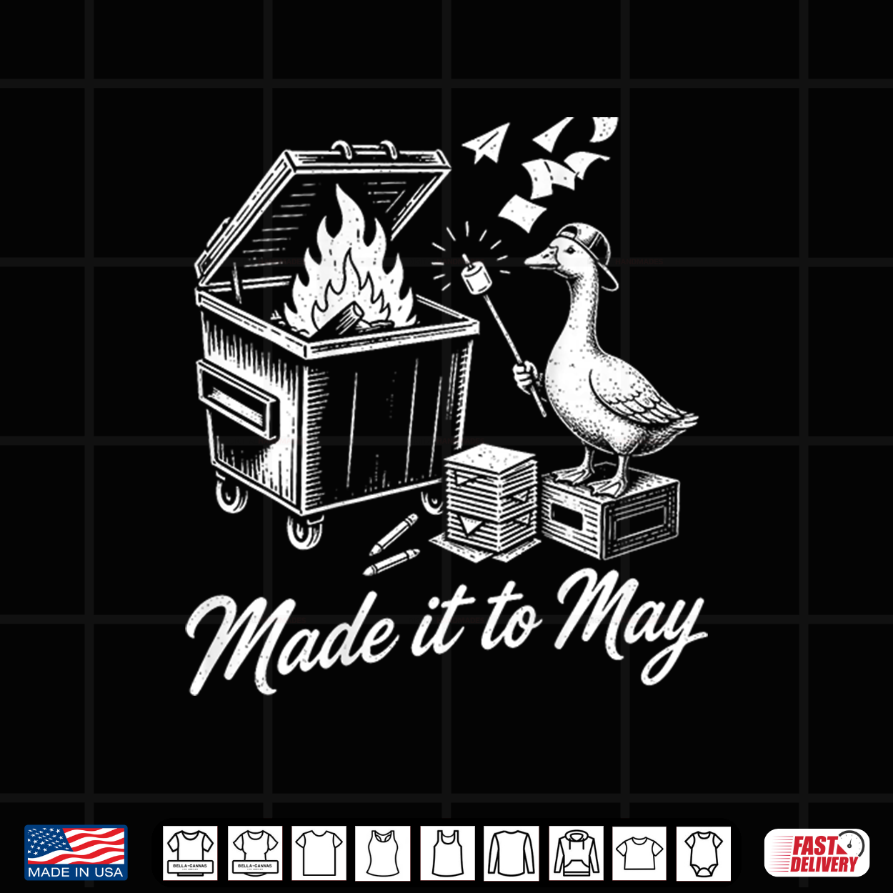 On Back Goose Dumpster Fire Made It To May Teacher Last Day Shirt
