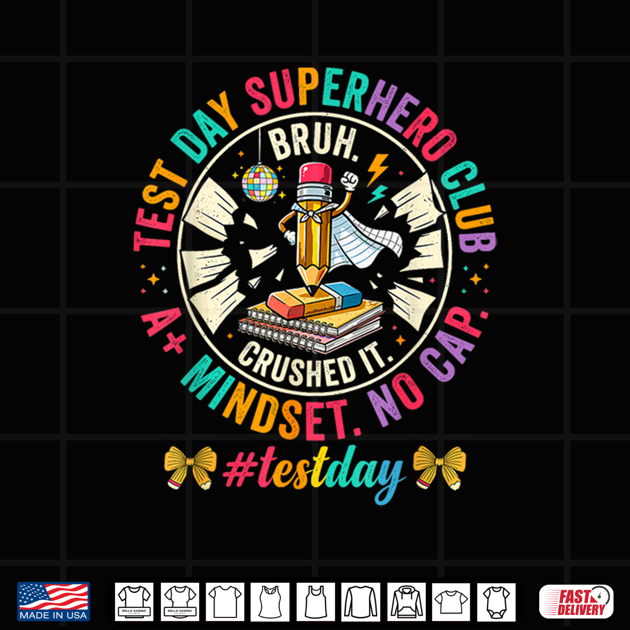 Test Day Superhero Club Teacher Testing Day Motivation Shirt